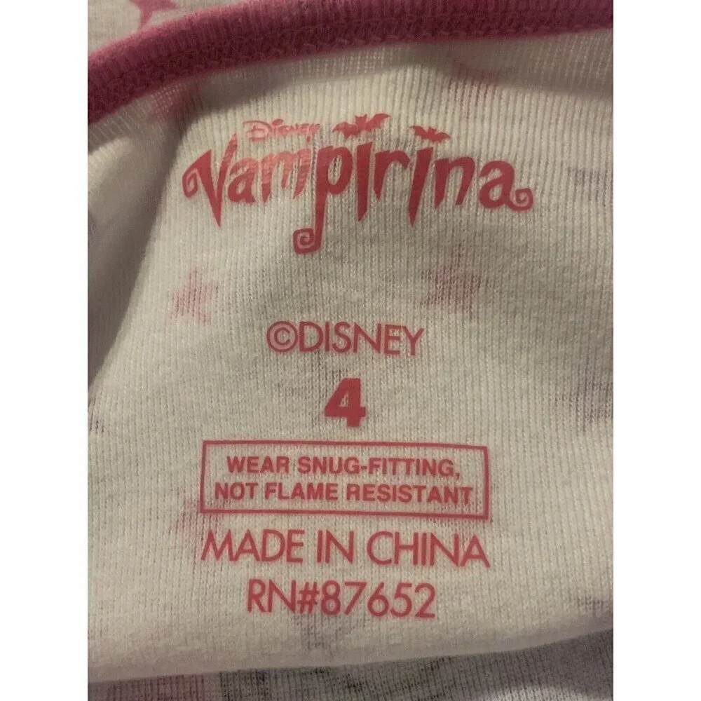 Disney  Vampirina  Girls Snug Fit Pajama Tops Toddler Size 4 Pink 2 Shirts